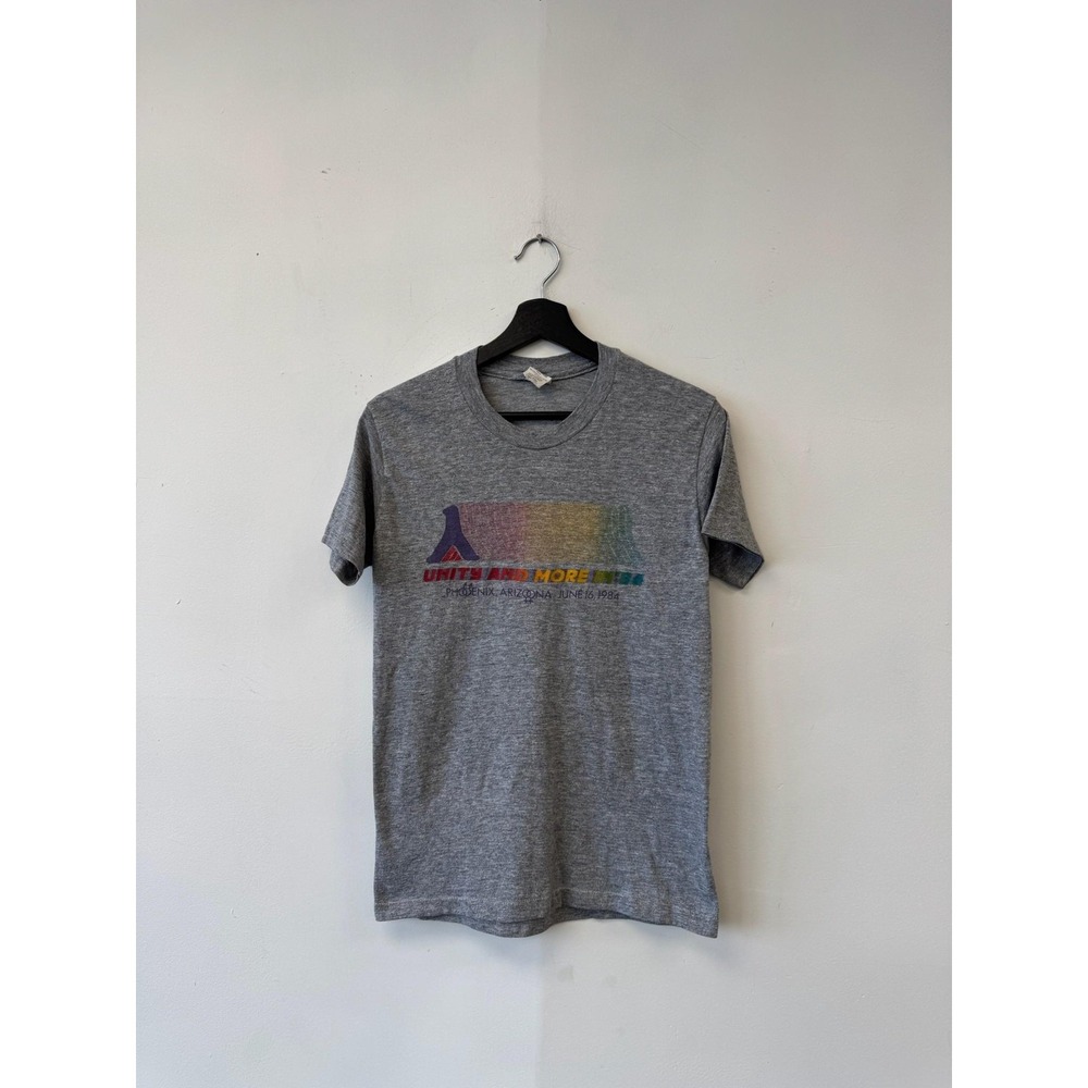 Vintage‎ Stedman Shirt Mens XS Gray 1984 Phoenix Rainbow 80s LGBTQ